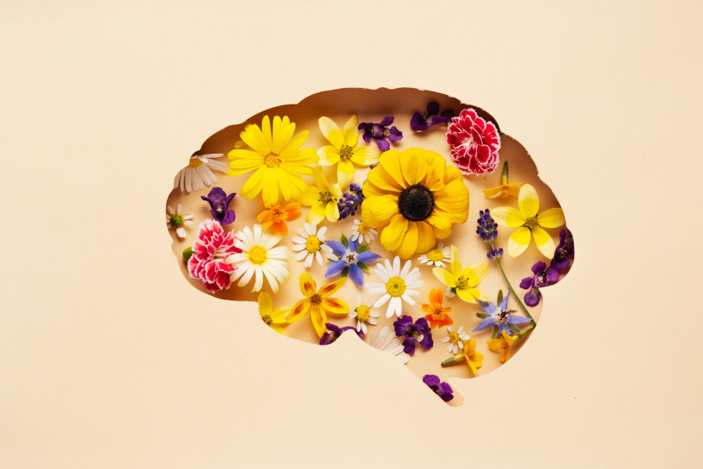 Flowers inside someones mind symbol